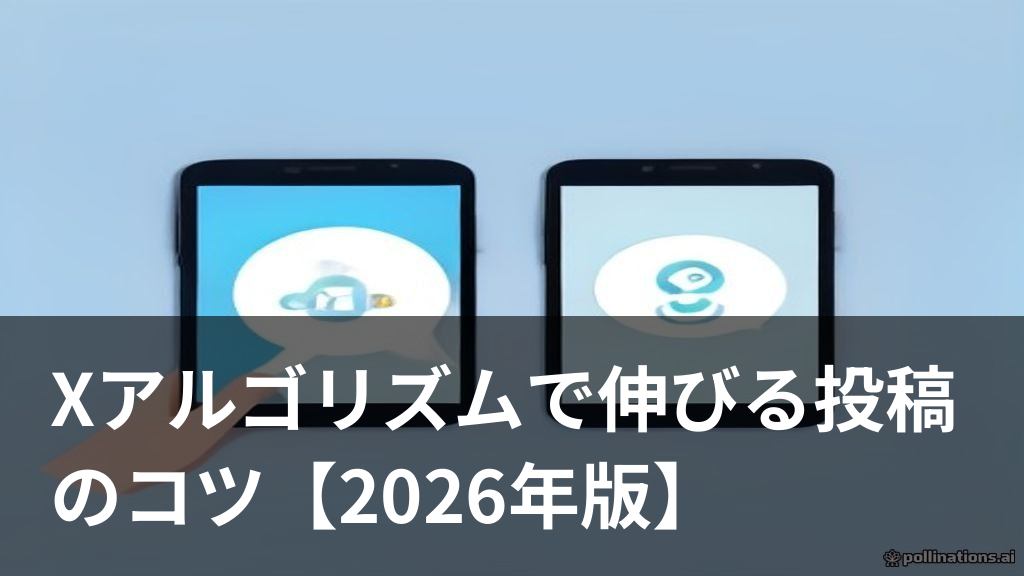 Xのアルゴリズムで投稿を伸ばすコツを示すイメージ画像